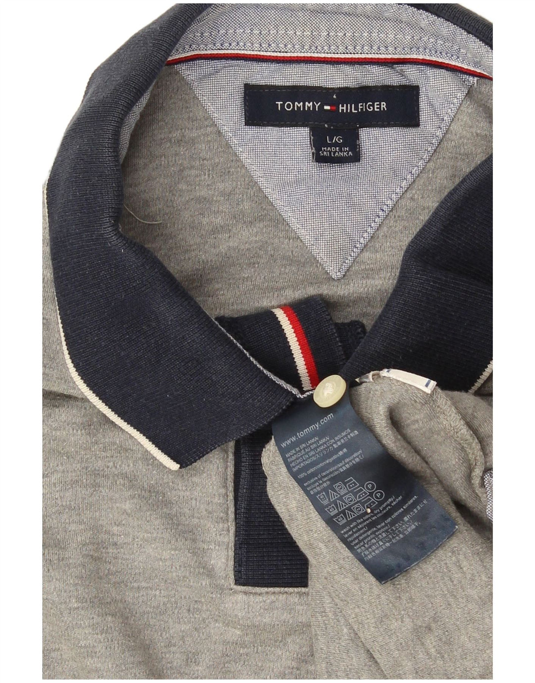 Polo da uomo Tommy Hilfiger grande in cotone color block grigio