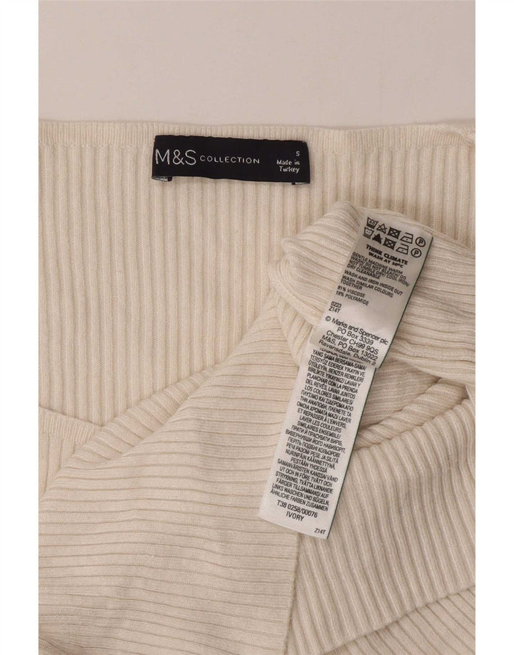 Marks & Spencer Womens Top Long Sleeve UK 8 Small Off White Viscose