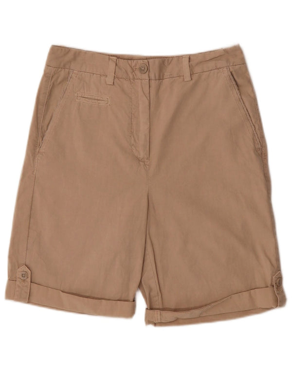 Pantaloncini chino a vita alta da donna Marks & Spencer UK 8 piccoli W26 cotone beige