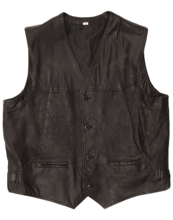 Gilet in pelle da uomo VINTAGE 3XL Pelle nera