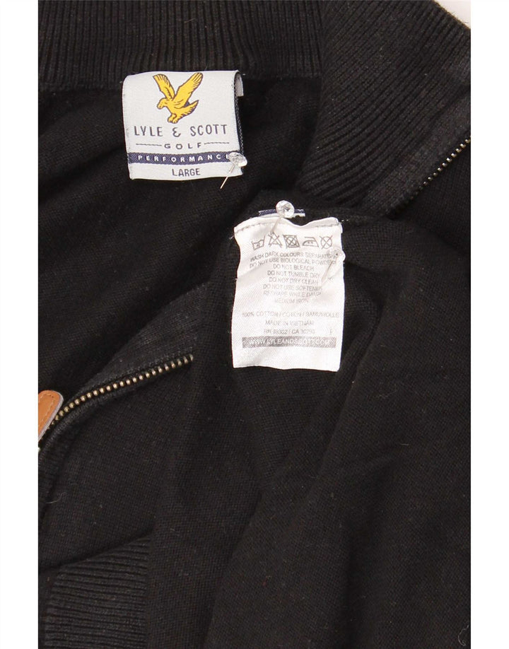 Lyle & Scott Maglione da uomo con zip e collo grande in cotone nero