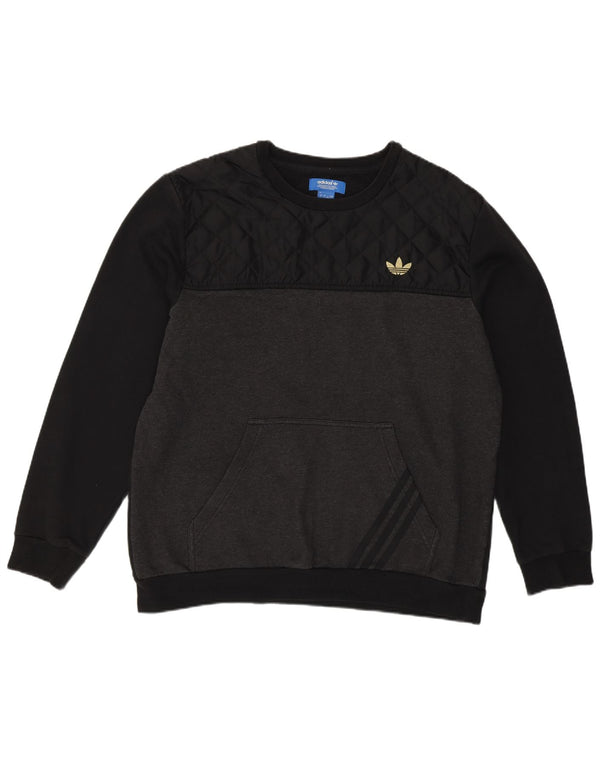 Felpa Adidas da uomo maglione grande in cotone color block nero