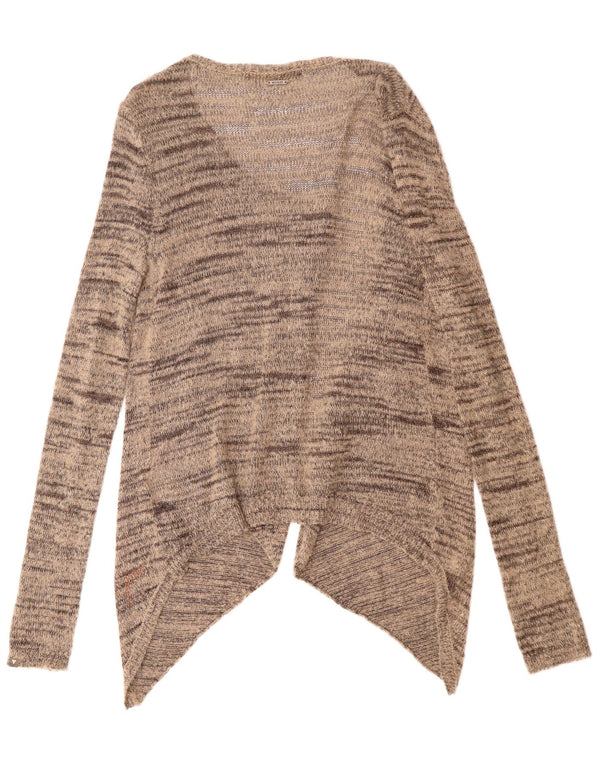 Guess maglione cardigan aperto asimmetrico da donna UK 14 grande beige screziato