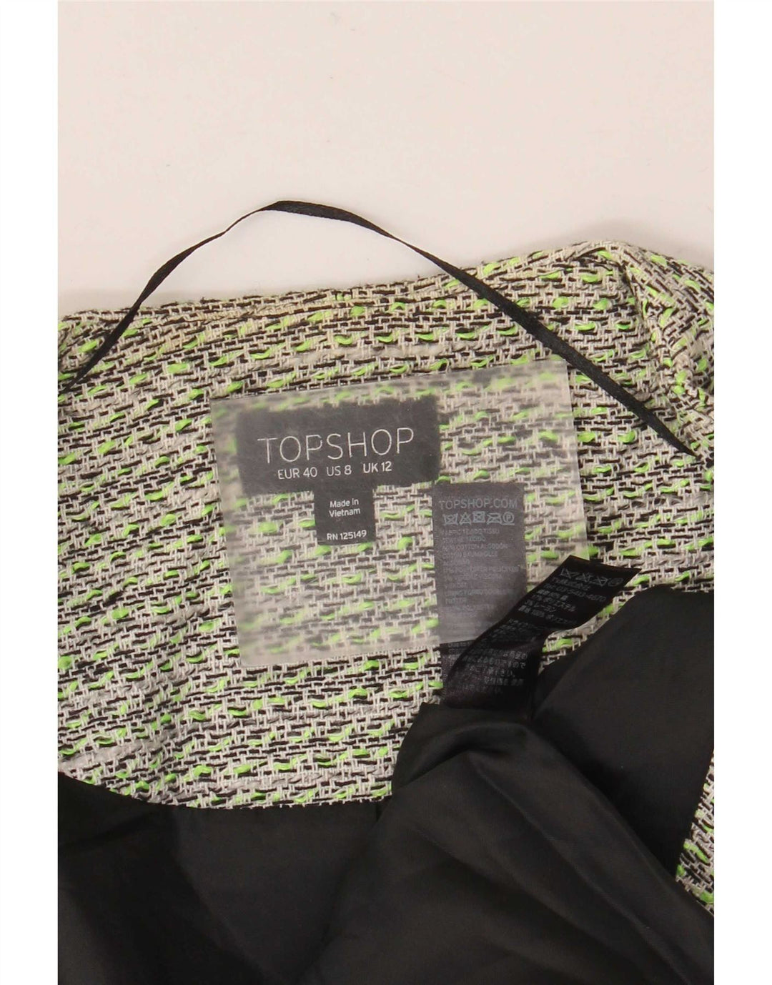 Giacca blazer aperta da donna Topshop UK 12 cotone verde medio