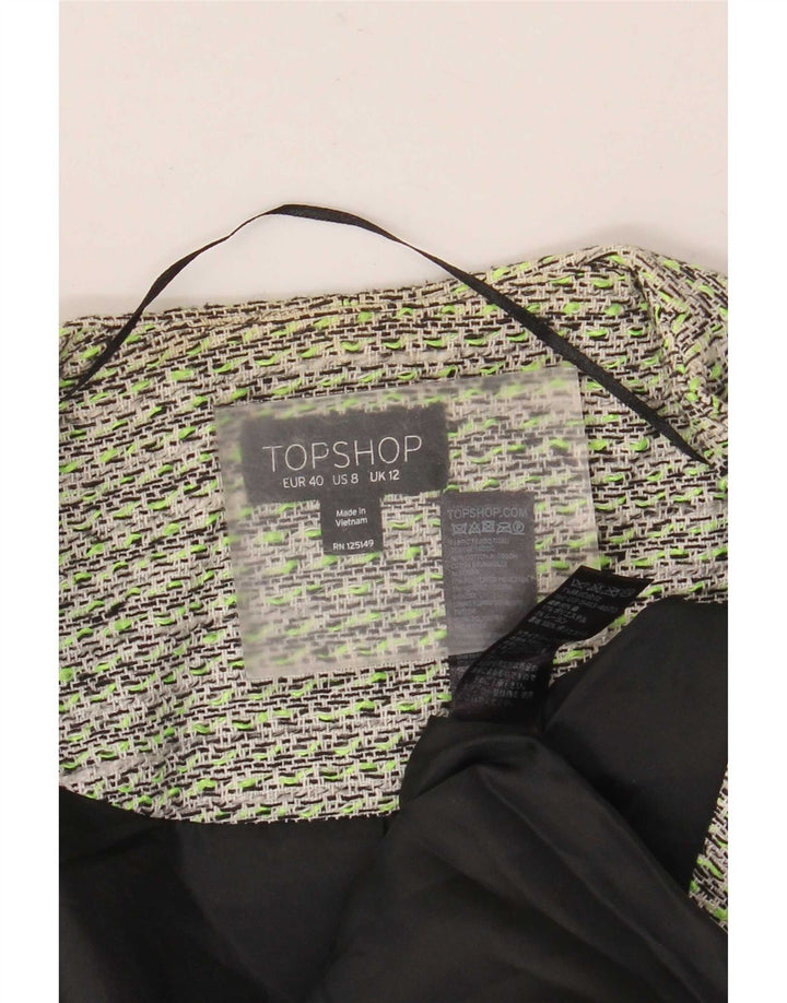 Giacca blazer aperta da donna Topshop UK 12 cotone verde medio