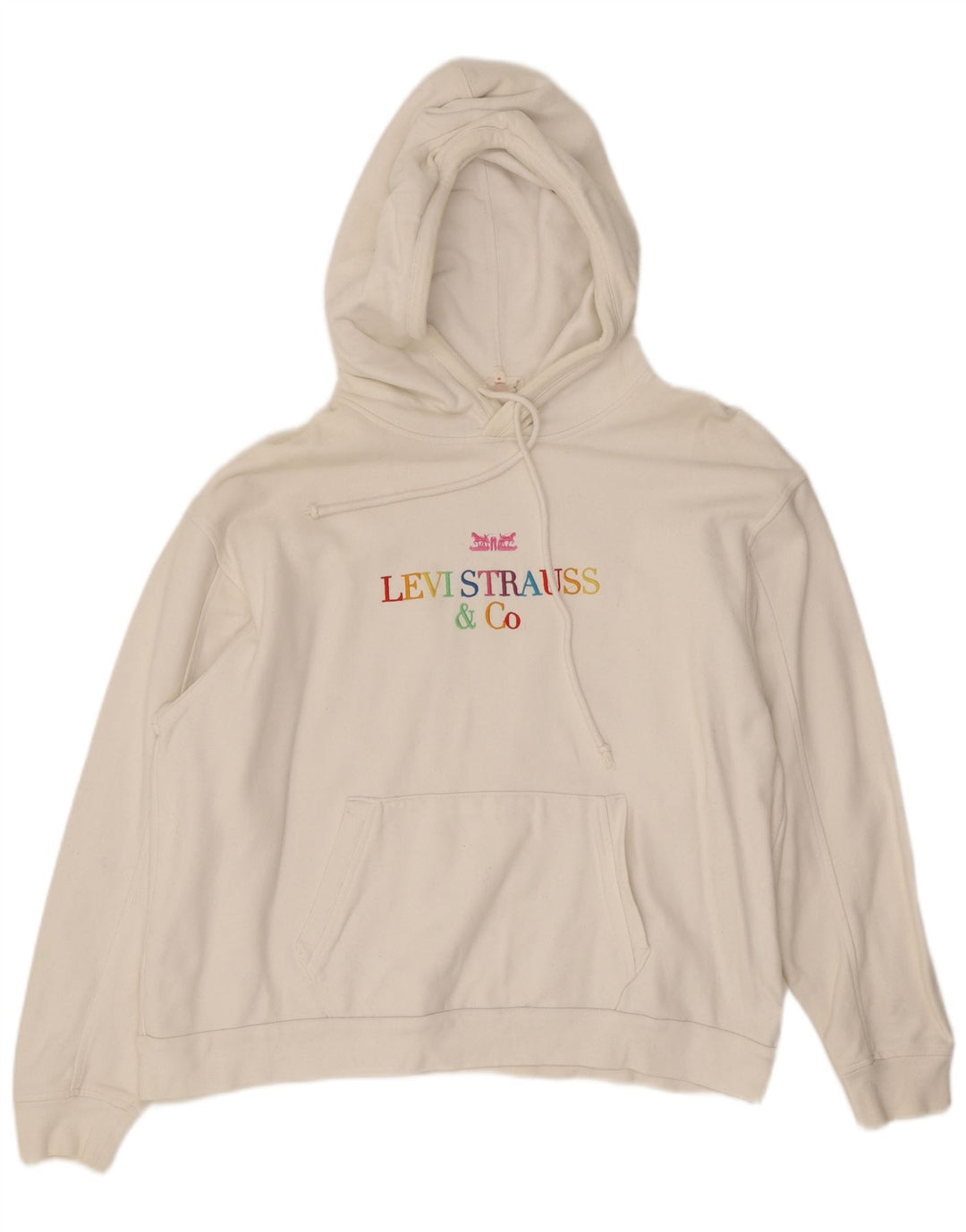 Maglione con cappuccio oversize grafico da donna Levi's UK 14 Cotone bianco medio