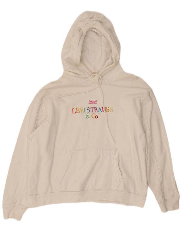 Maglione con cappuccio oversize grafico da donna Levi's UK 14 Cotone bianco medio