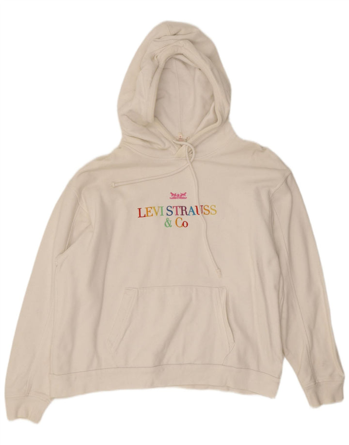 Maglione con cappuccio oversize grafico da donna Levi's UK 14 Cotone bianco medio