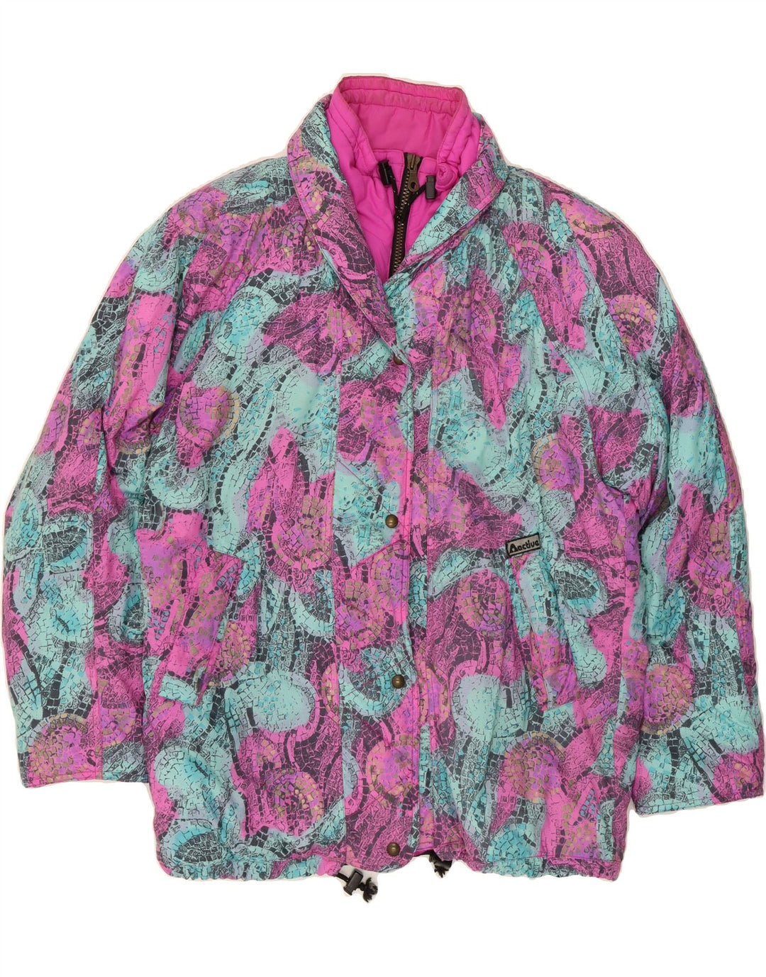 VINTAGE Womens Windbreaker Jacket UK 18 XL Pink Floral Polyamide Vintage Vintage and Second-Hand Vintage from Messina Hembry 