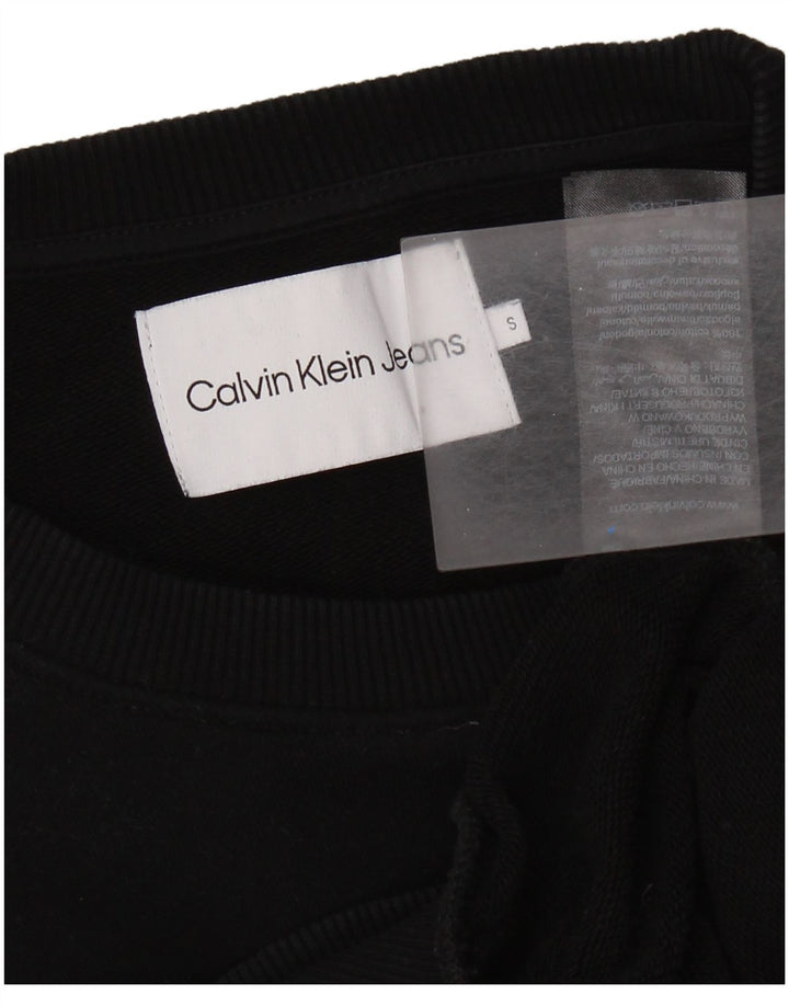CALVIN KLEIN JEANS Felpa corta da donna Maglione UK 10 Piccolo Nero