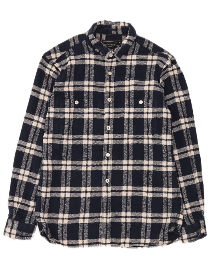 Camicia da uomo in flanella vestibilità ampia French Connection a quadri blu navy medio