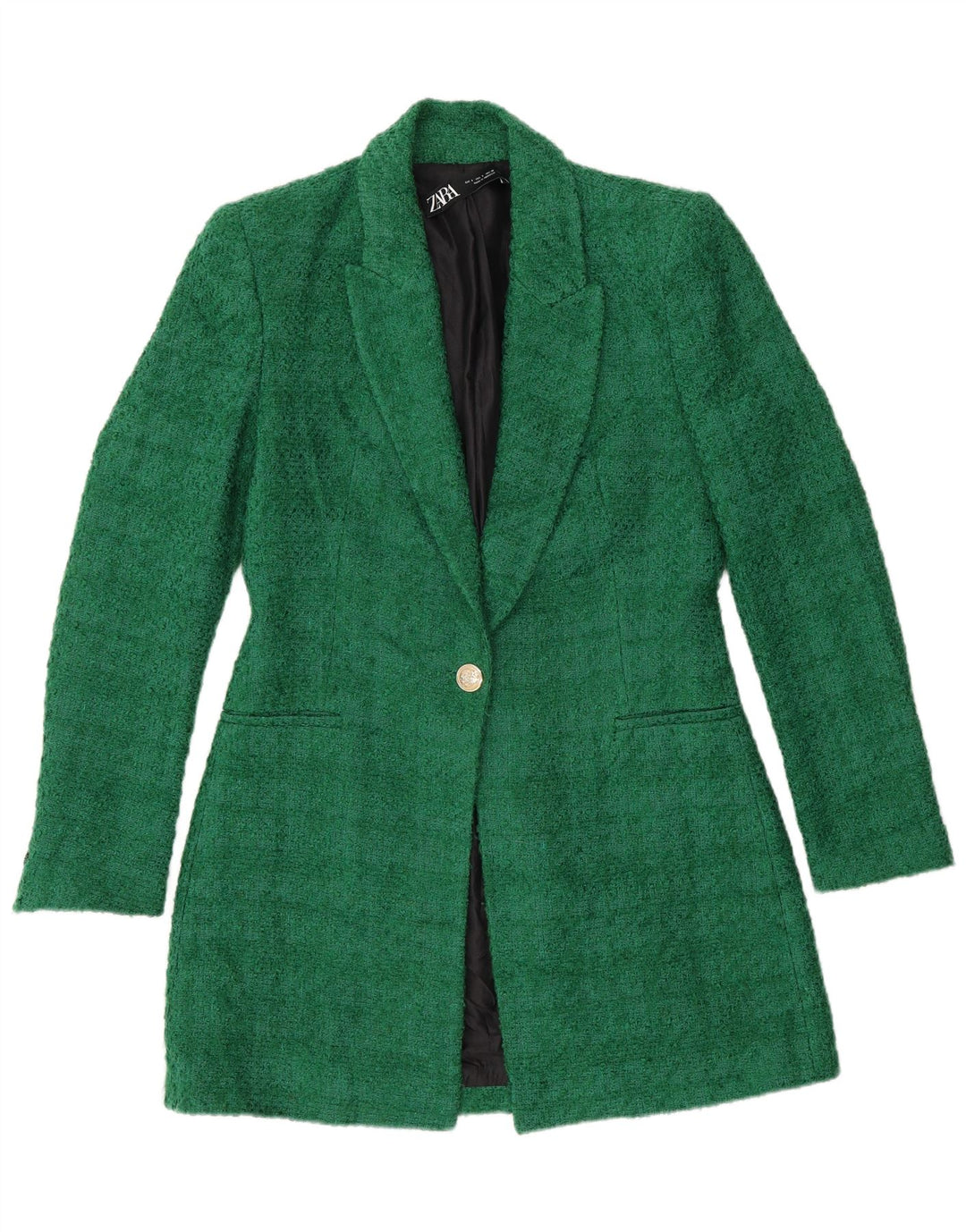 Cappotto Zara Donna UK 10 Small Verde Acrilico