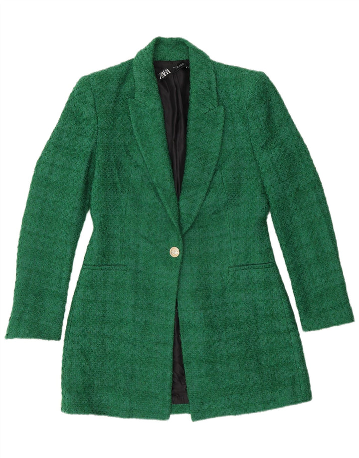 Cappotto Zara Donna UK 10 Small Verde Acrilico