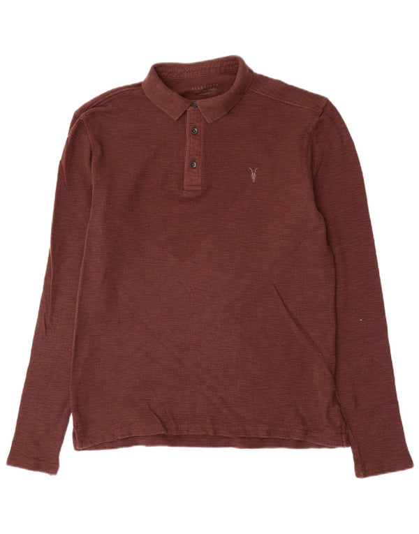 Polo da uomo a maniche lunghe, vestibilità regolare, All Saints, XS, marrone