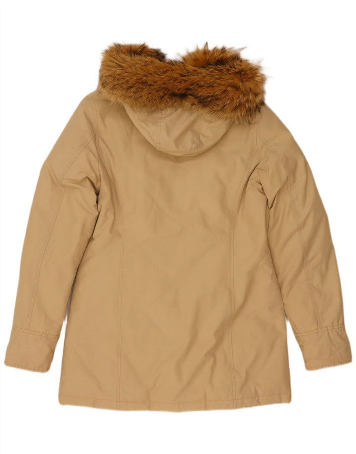 Cappotto imbottito con cappuccio da donna Woolrich UK 14 Cotone beige medio