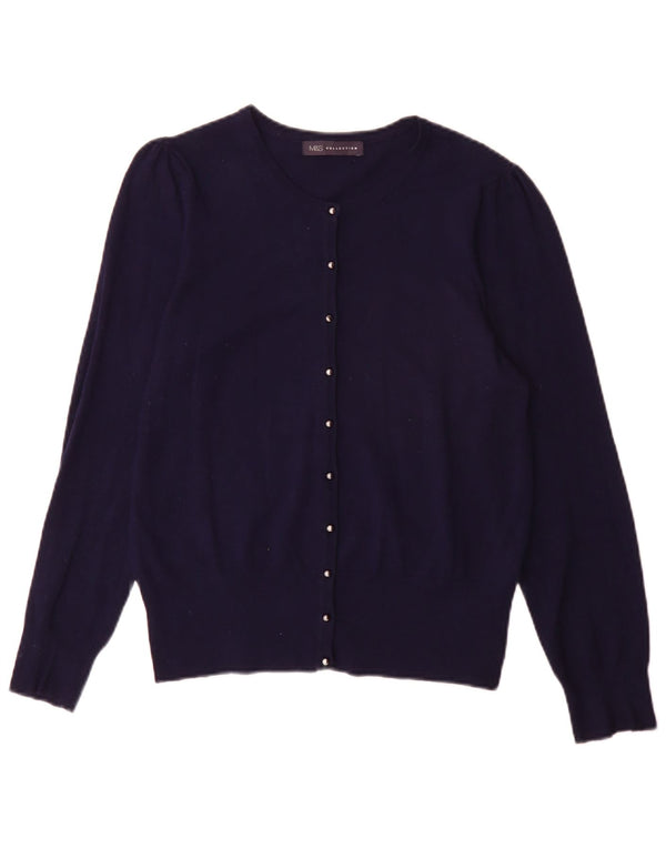 Maglione cardigan da donna Marks & Spencer UK 14 grande viscosa blu navy