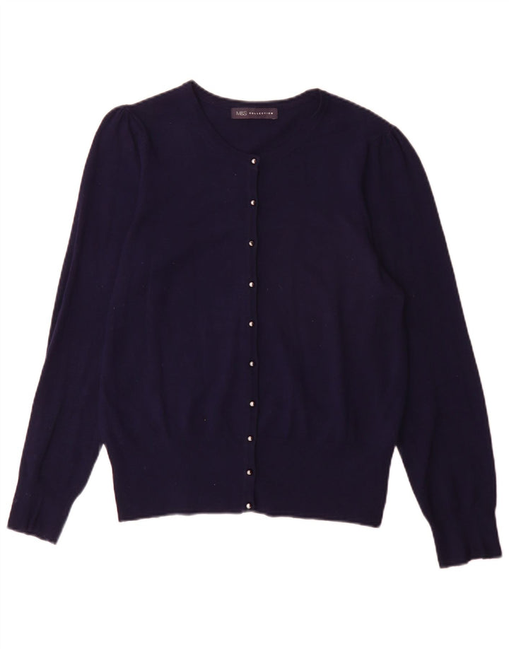 Maglione cardigan da donna Marks & Spencer UK 14 grande viscosa blu navy