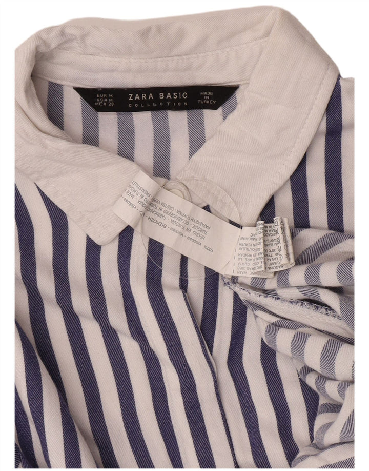 Camicia Zara da donna camicetta UK 12 viscosa a righe blu medio