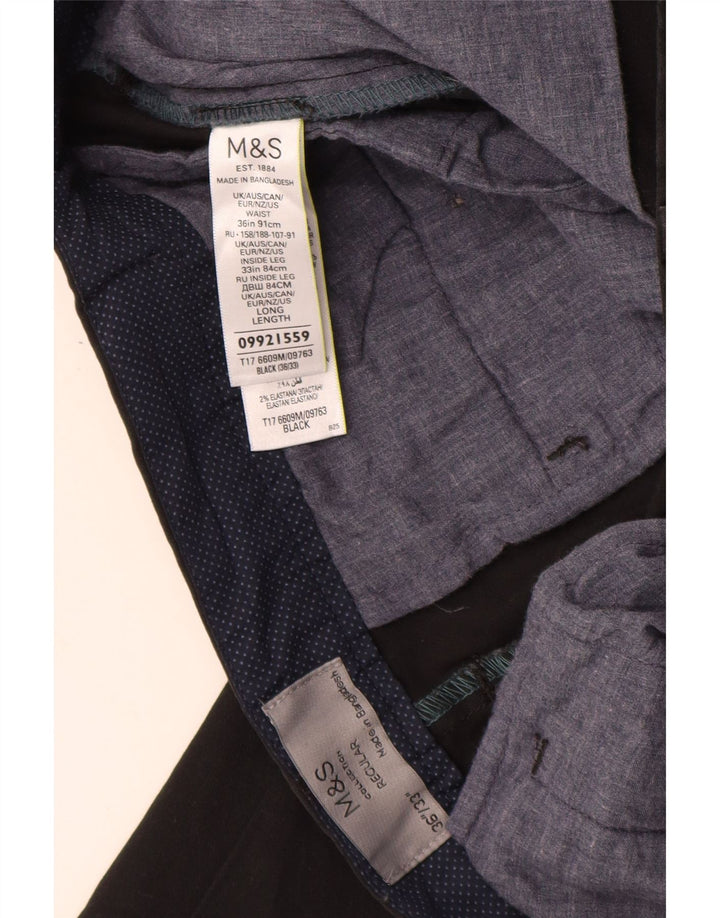 MARKS & SPENCER Pantaloni chino vestibilità regolare da uomo W36 L33 cotone nero