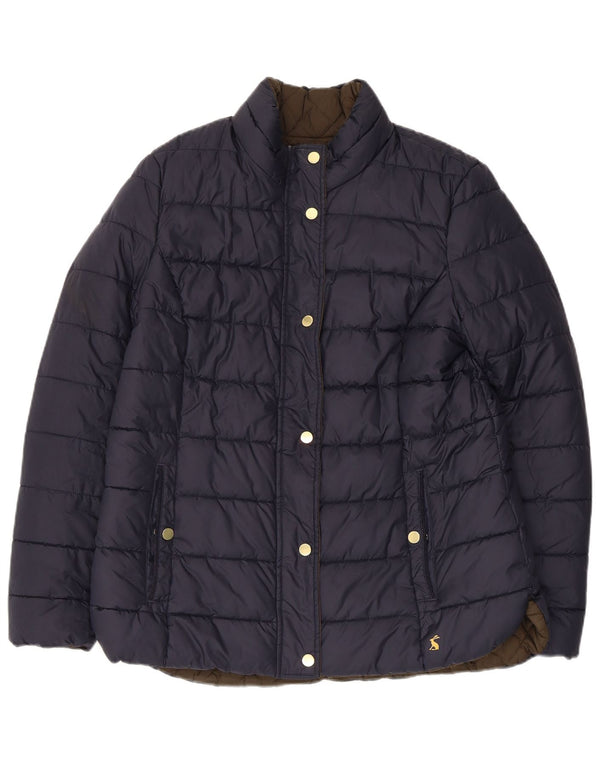 Giacca imbottita reversibile da donna Joules UK 16 Large Blu Navy in poliammide