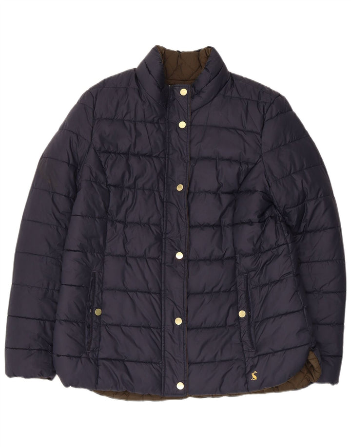 Giacca imbottita reversibile da donna Joules UK 16 Large Blu Navy in poliammide
