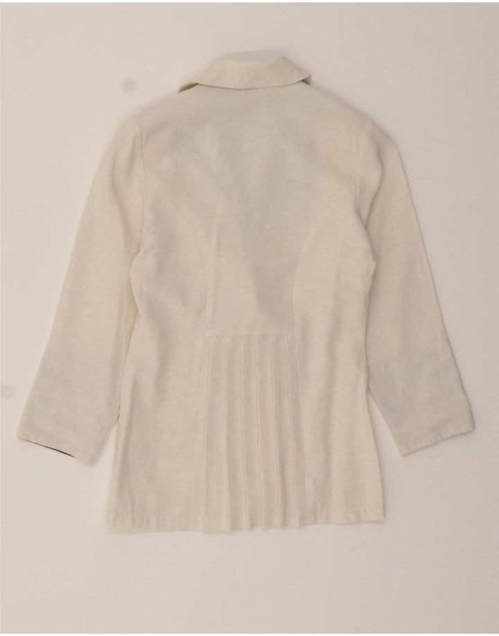 VINTAGE Girls Double Breasted Blazer Jacket 9-10 Years White Viscose Vintage Vintage and Second-Hand Vintage from Messina Hembry 