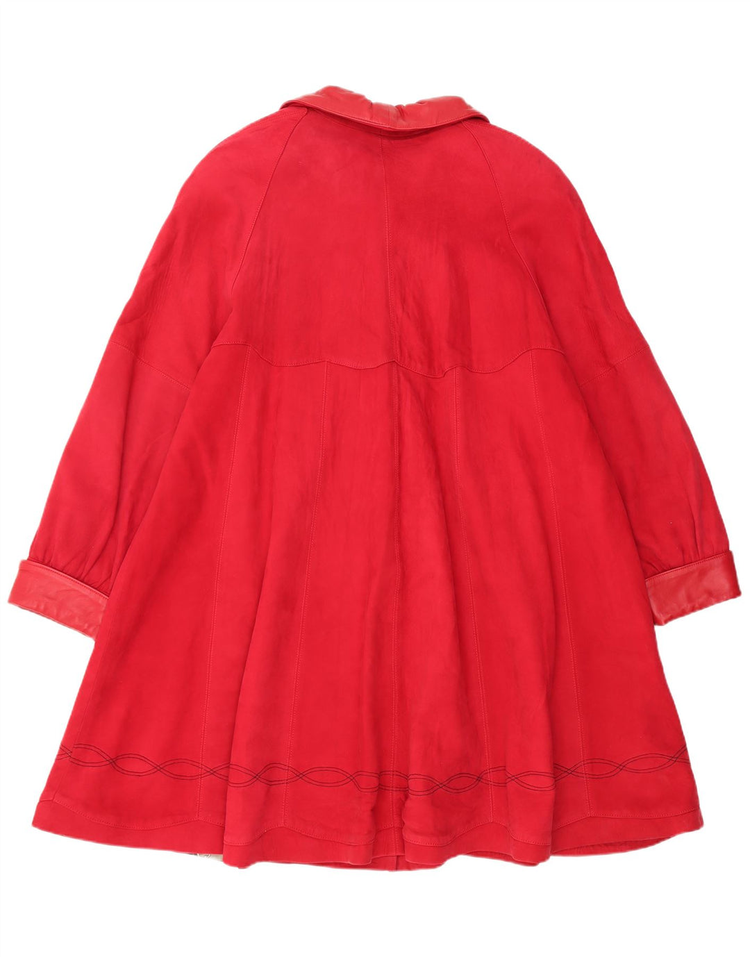 Soprabito vintage da donna oversize in pelle scamosciata UK 14 in pelle rossa media