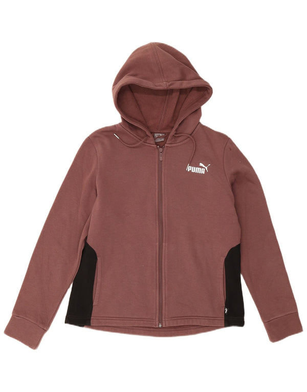 Felpa con cappuccio e zip da donna Puma UK 16 Large Marrone Colourblock Cotton