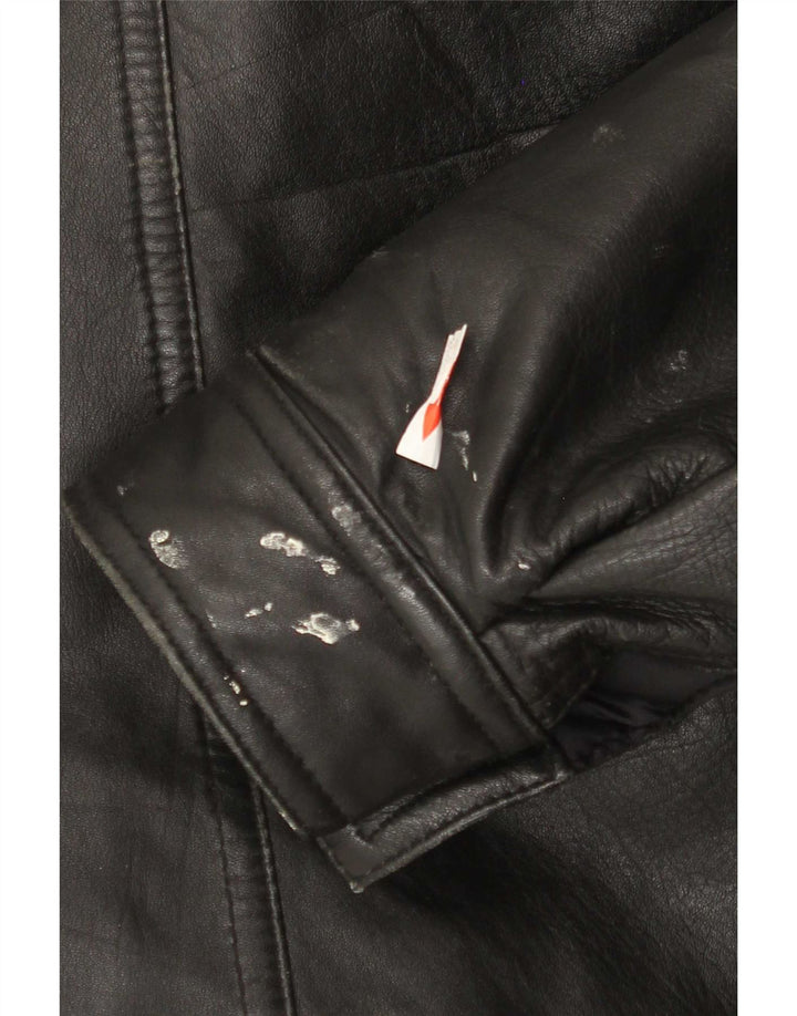 Giacca in pelle vintage da uomo IT 48 media nera