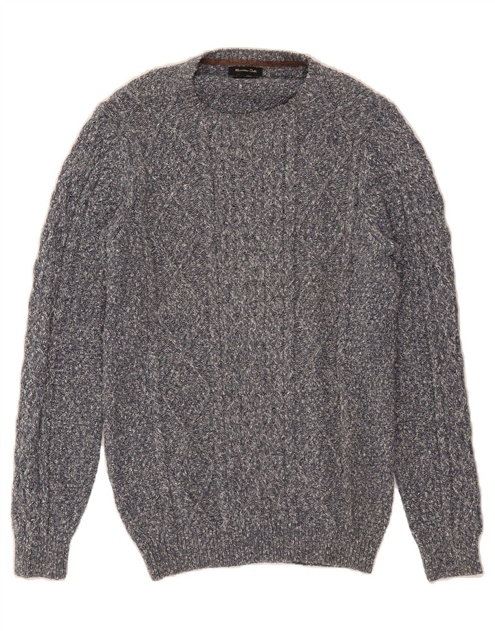 MASSIMO DUTTI Womens Boat Neck Jumper Sweater UK 12 Medium Navy Blue Vintage Massimo Dutti and Second-Hand Massimo Dutti from Messina Hembry 