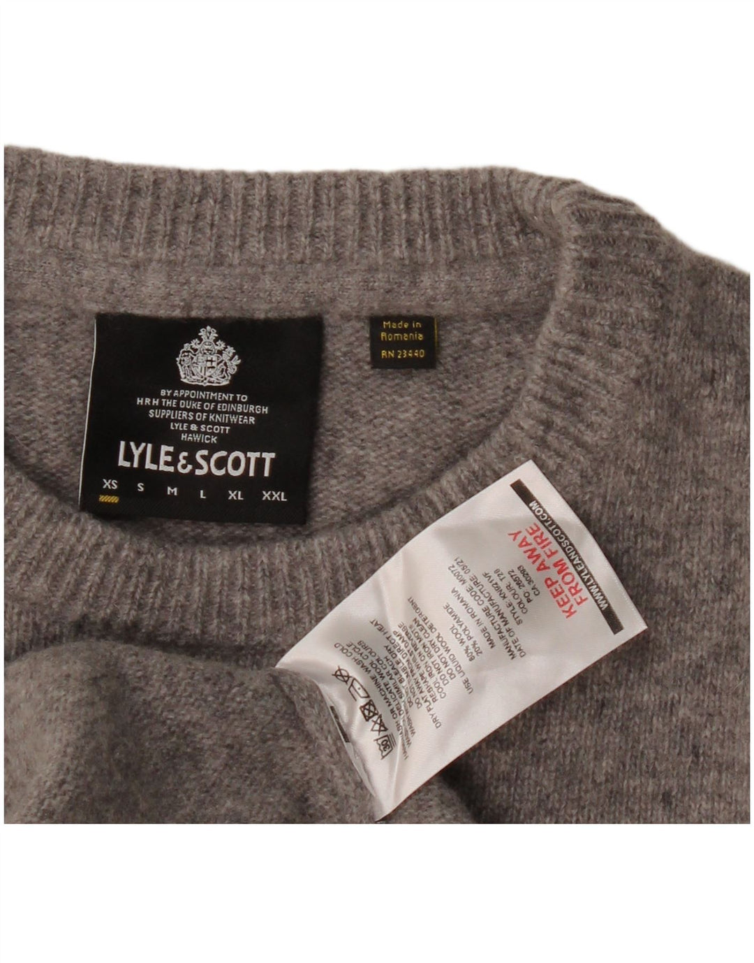 Lyle & Scott Maglione girocollo da uomo in lana grigia XS