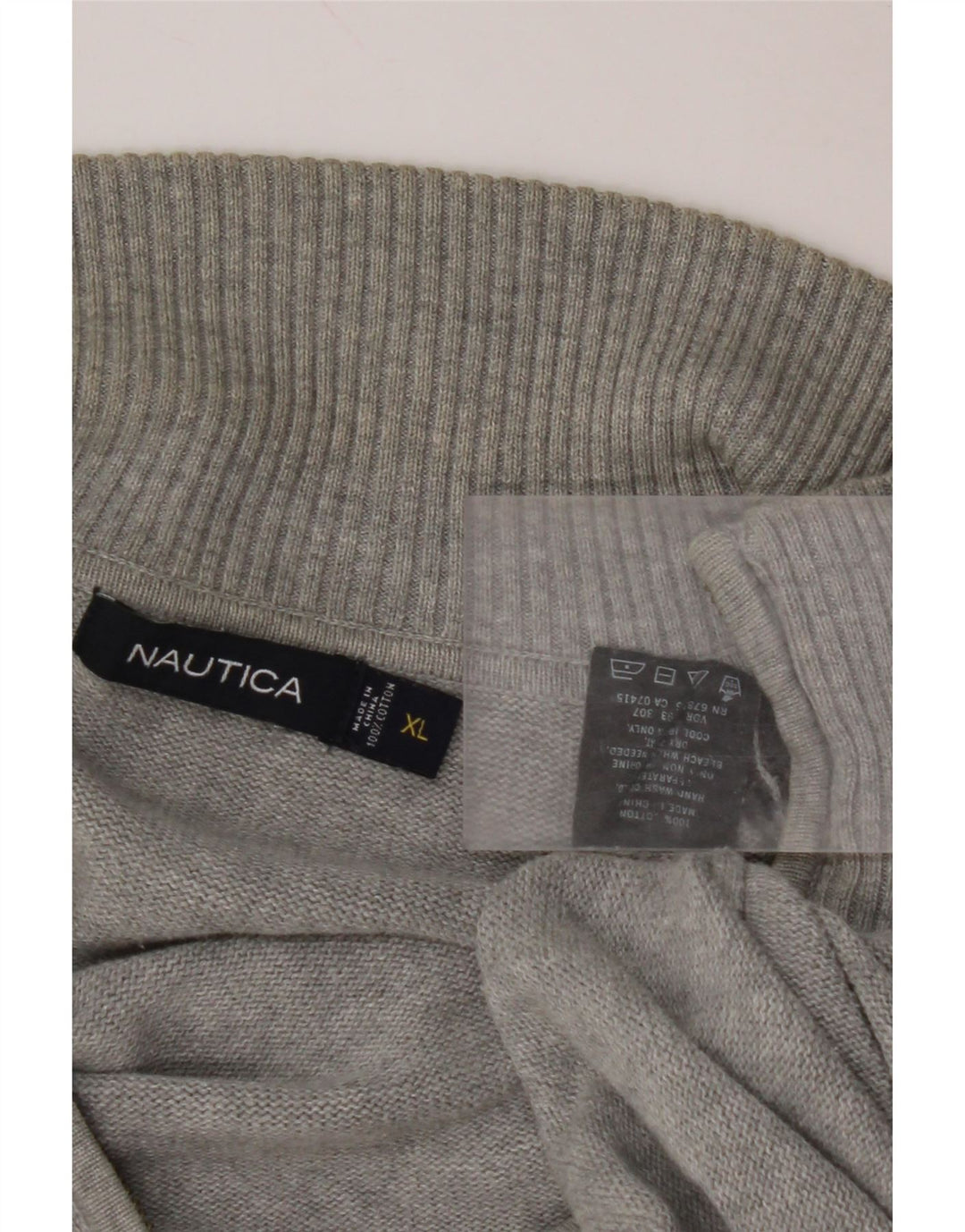NAUTICA Maglione da uomo con zip e collo XL Grigio a rombi/cotone diamante