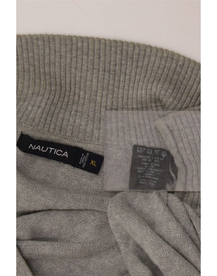 NAUTICA Maglione da uomo con zip e collo XL Grigio a rombi/cotone diamante