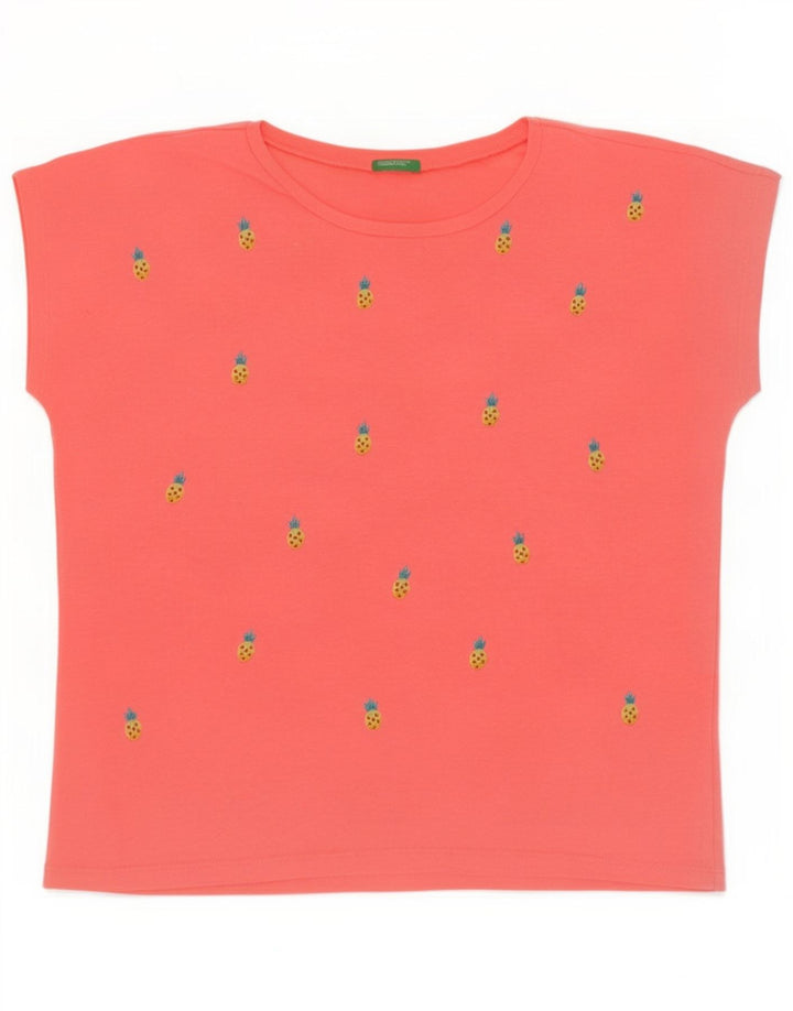 T-shirt grafica da donna Benetton Top UK 14 rosa medio