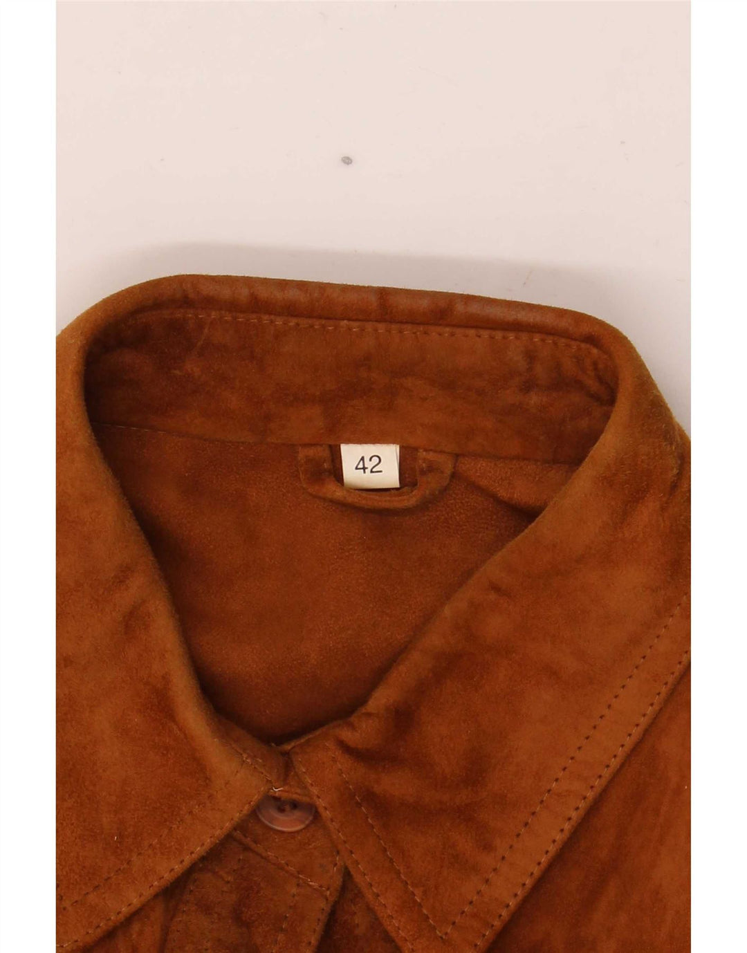 Camicia overshirt da donna vintage in pelle scamosciata IT 42 Marrone medio