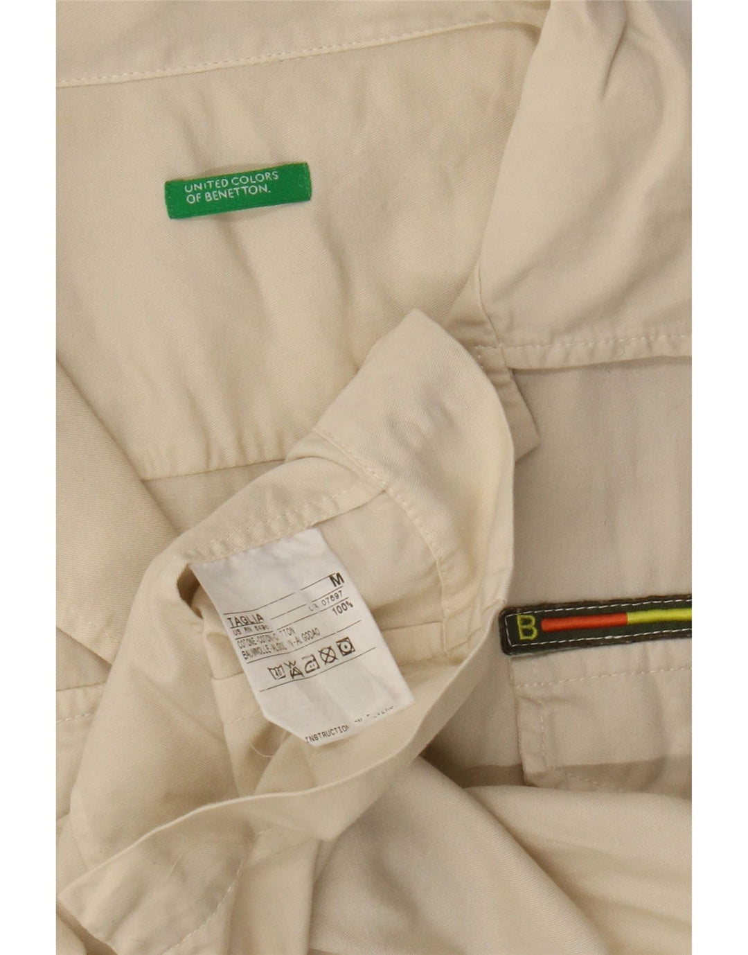 Camicia a maniche corte da donna Benetton UK 12 Cotone beige medio