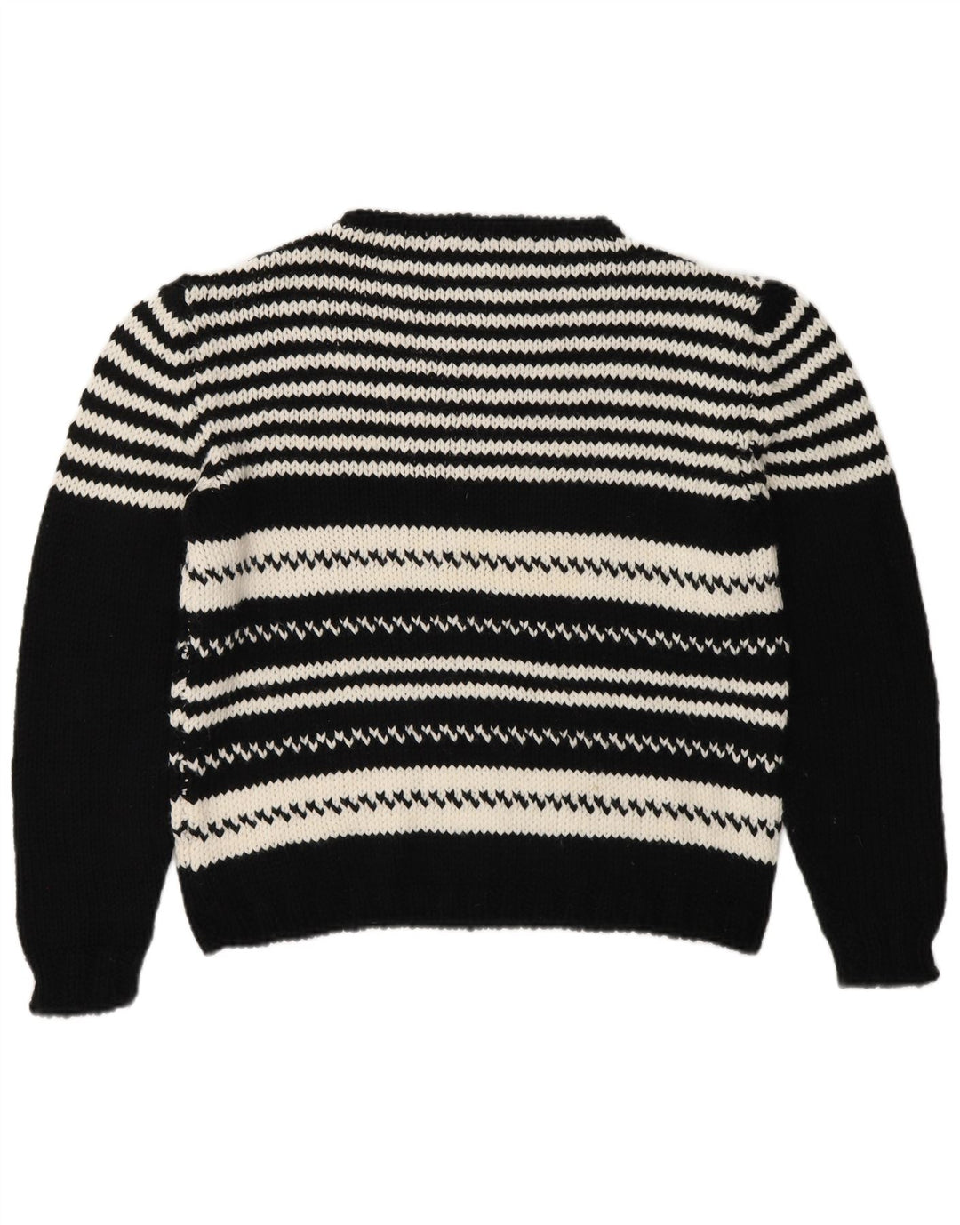 Maglione vintage da donna con collo dolcevita UK 14 a righe nere medie