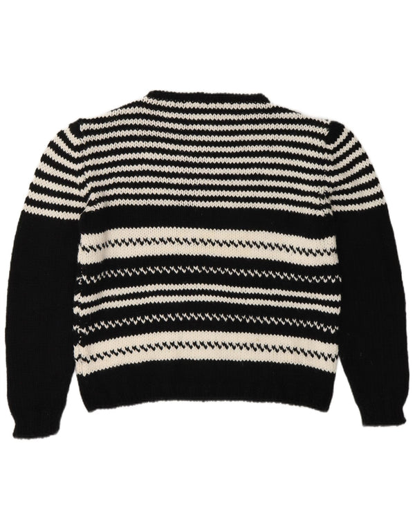 Maglione vintage da donna con collo dolcevita UK 14 a righe nere medie