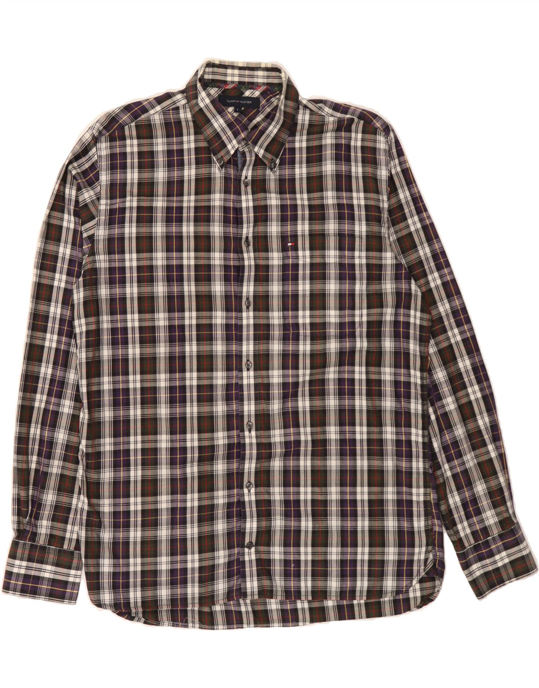 TOMMY HILFIGER Mens Shirt Large Green Check Cotton Vintage Tommy Hilfiger and Second-Hand Tommy Hilfiger from Messina Hembry 