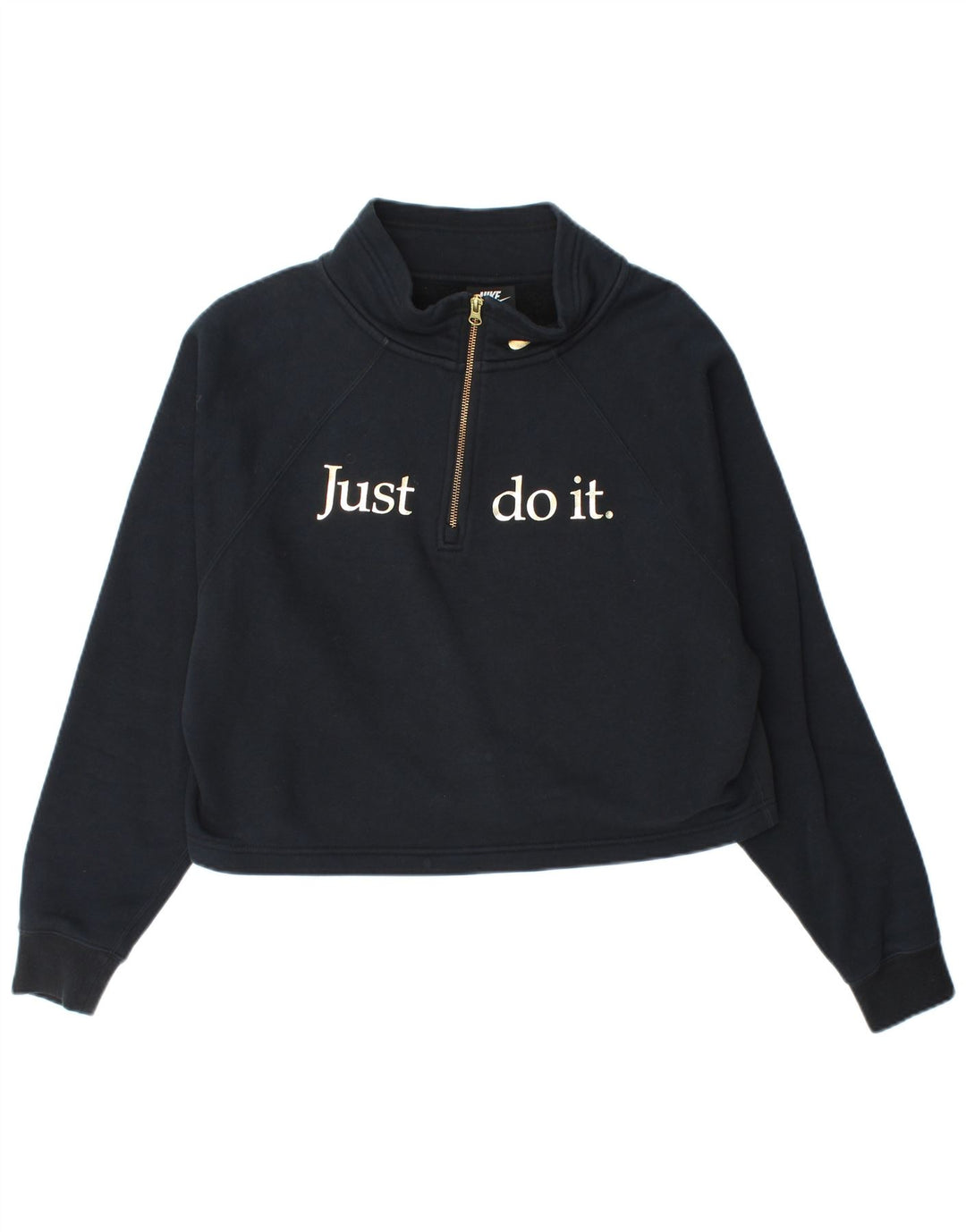Felpa Nike da donna con grafica con zip e collo, maglione, UK 14, medio, blu navy