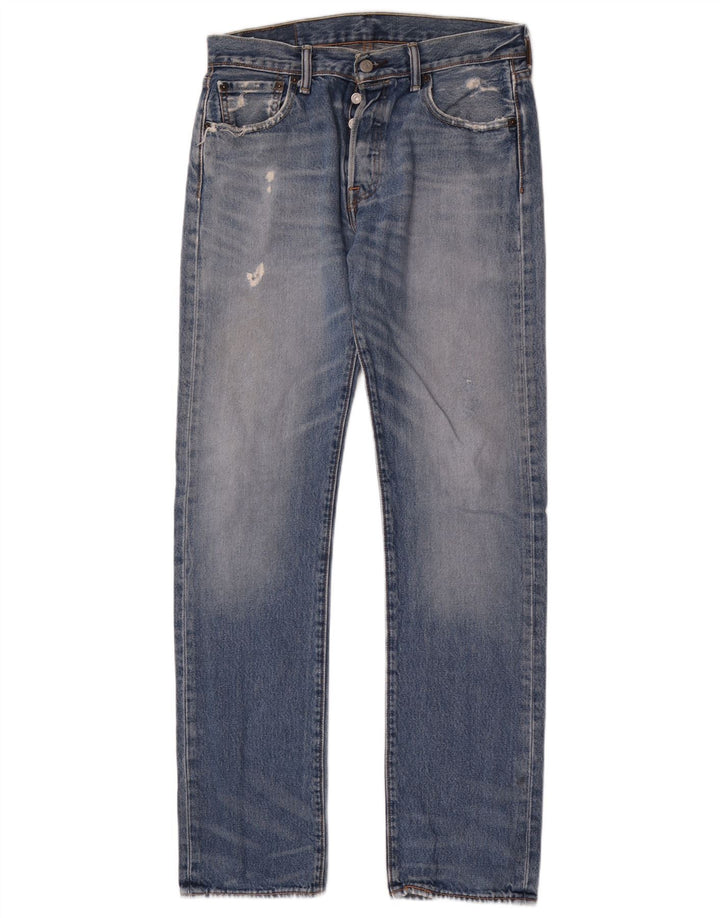 Jeans dritti invecchiati da uomo Levi's W30 L34 cotone blu