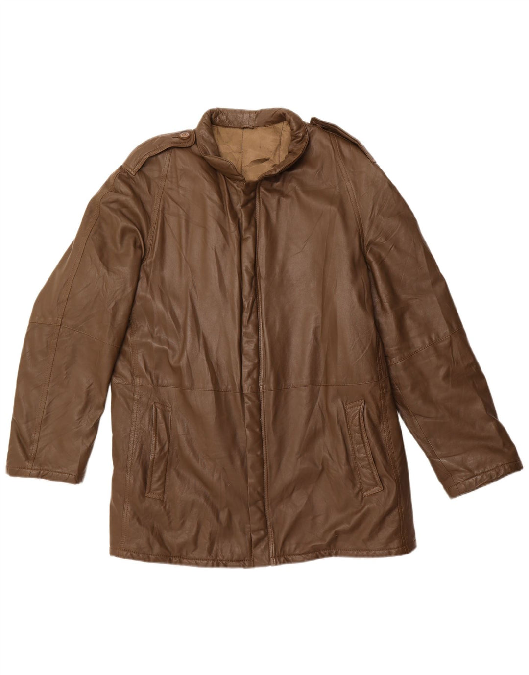 Giacca in pelle militare vintage da uomo UK 42 XL in pelle kaki