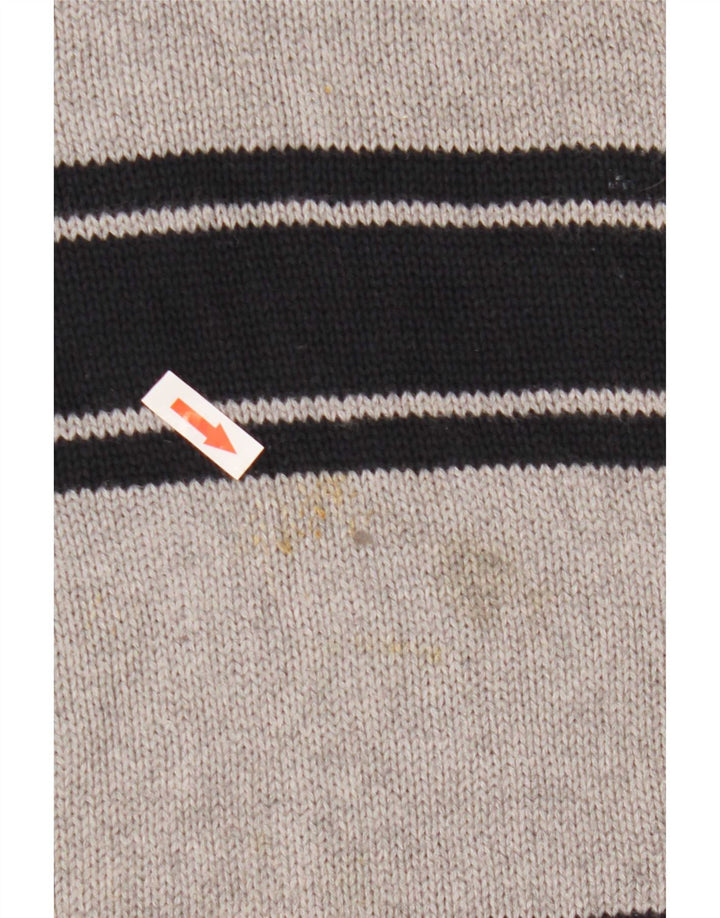 Maglione maglione girocollo da uomo Chaps XL in cotone a righe grigie