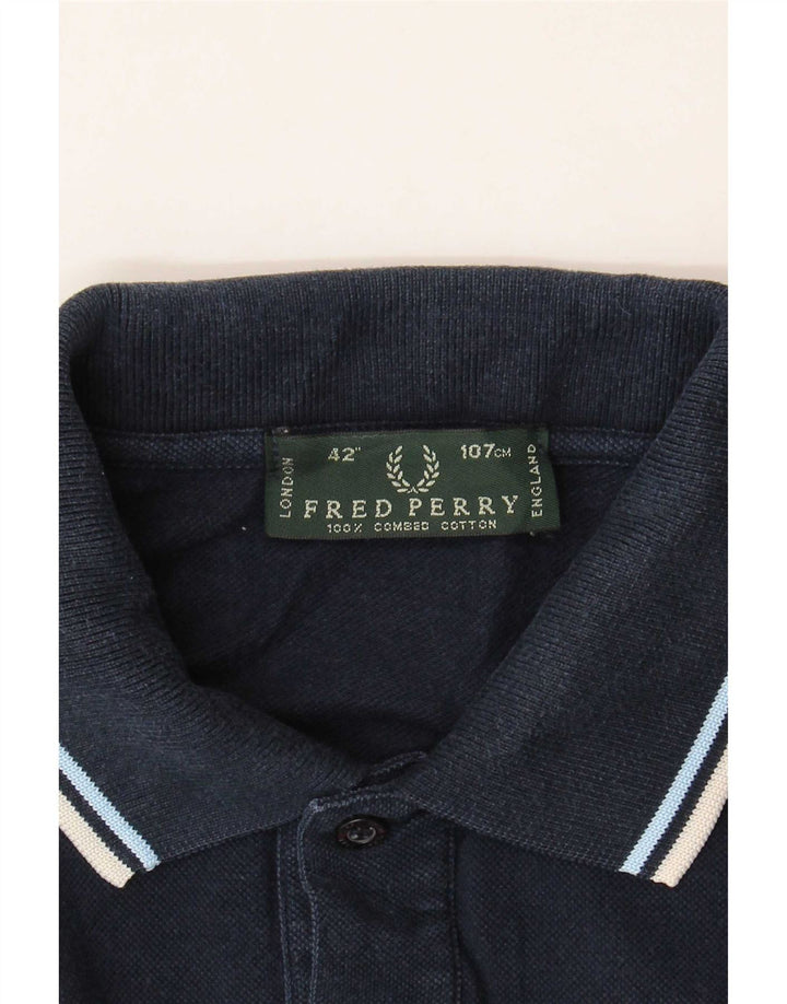 Polo da uomo Fred Perry in cotone a righe medie blu navy