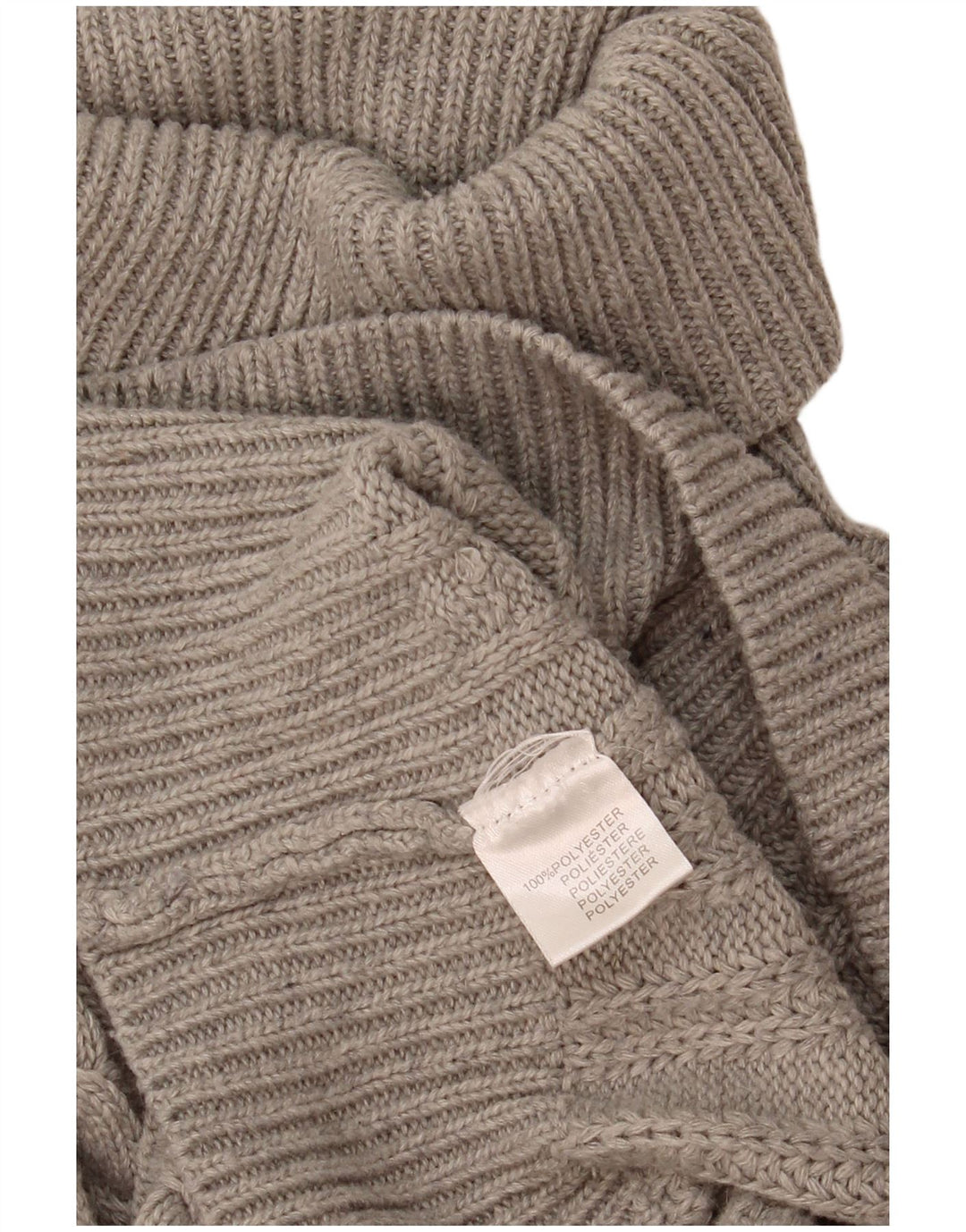 Maglione maglione vintage da donna con collo alto UK 12 Poliestere grigio medio