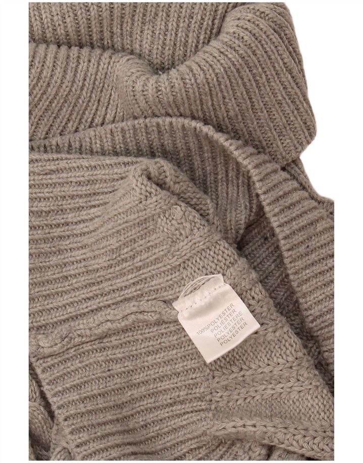 Maglione maglione vintage da donna con collo alto UK 12 Poliestere grigio medio