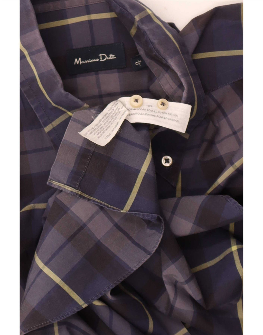 Camicia da uomo Massimo Dutti in cotone a quadri grandi blu navy