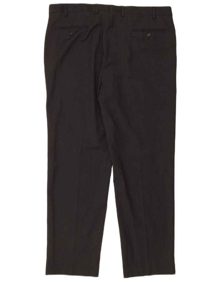Pantaloni da abito dritti da uomo Chaps W40 L32 Lana gessata nera