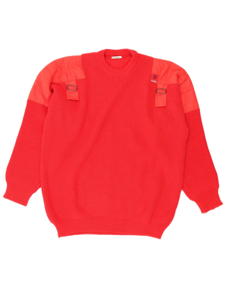 Maglione vintage da uomo girocollo in lana rossa media