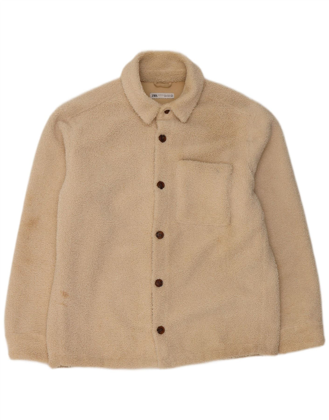 Giacca bomber in pile da uomo Zara UK 42 XL Poliestere beige